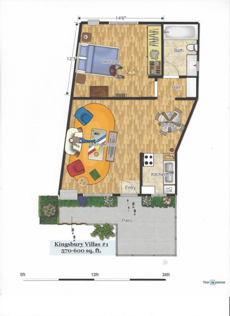 Illustrated Floor plan of Villa 1